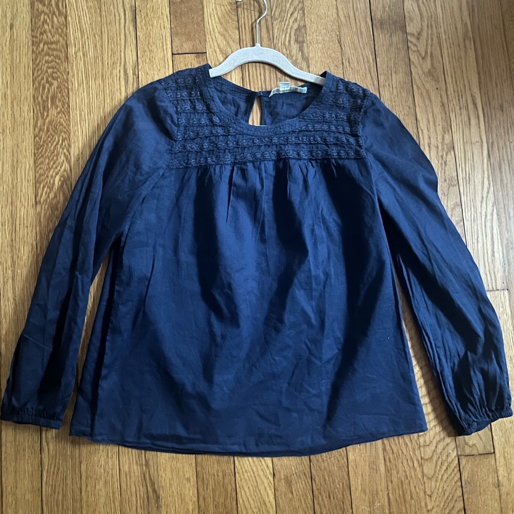 Boden Navy Women's Blouse with nice neck detail